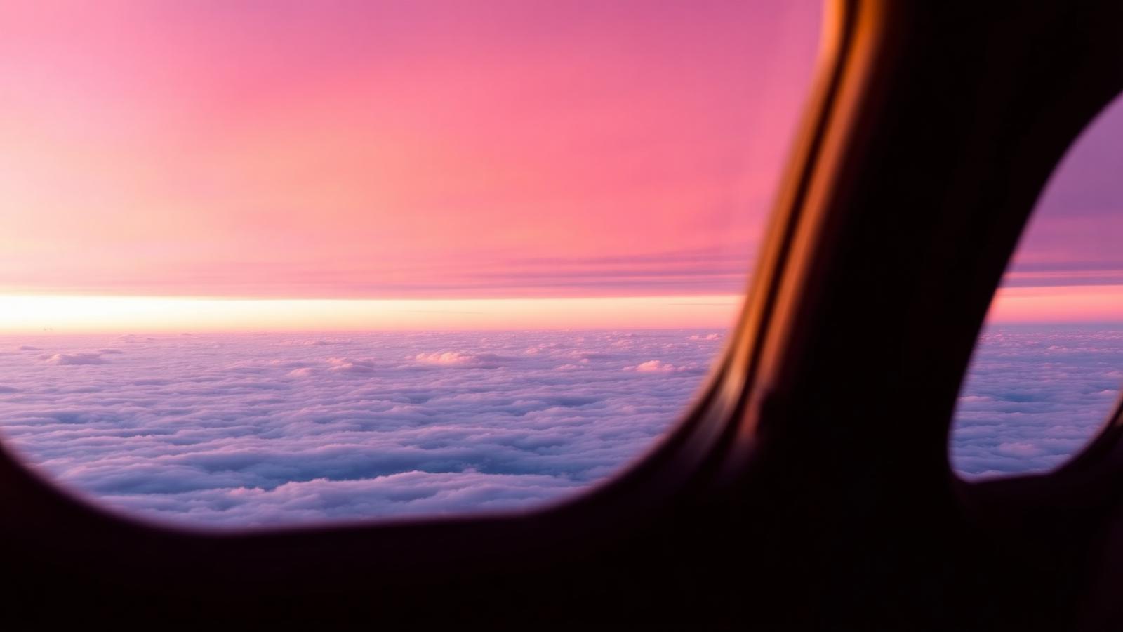 Vista del atardecer desde la ventana de un avión